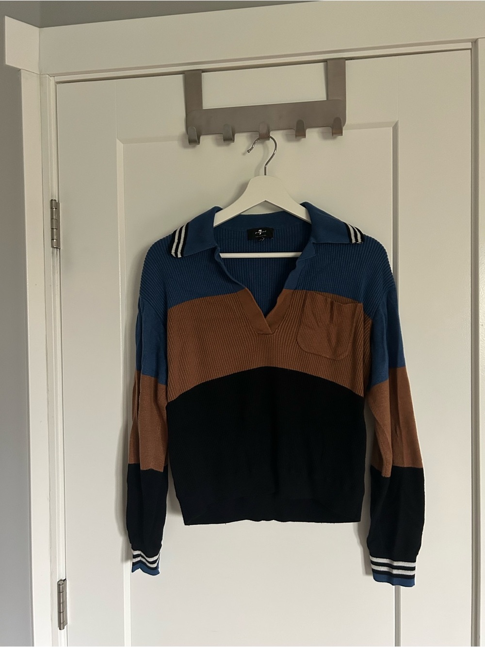 7 For All Mankind V‑Neck Polo Sweater